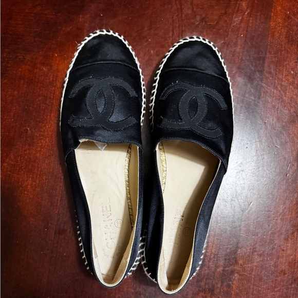 CHANEL Black Canvas Espadrilles